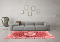 Machine Washable Abstract Red Modern Rug, wshabs3181red