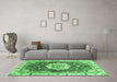 Machine Washable Abstract Emerald Green Modern Area Rugs in a Living Room,, wshabs3181emgrn