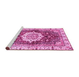 Sideview of Machine Washable Abstract Pink Modern Rug, wshabs3181pnk