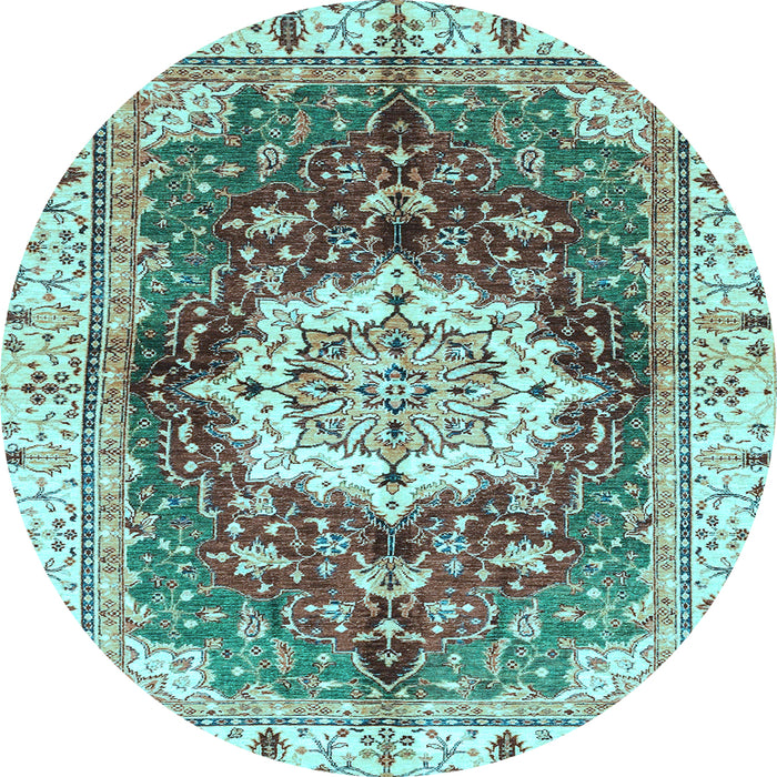 Round Abstract Light Blue Modern Rug, abs3181lblu