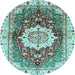 Round Abstract Light Blue Modern Rug, abs3181lblu