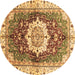 Round Machine Washable Abstract Brown Modern Rug, wshabs3181brn