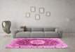 Machine Washable Abstract Pink Modern Rug in a Living Room, wshabs3181pnk