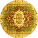 Round Abstract Yellow Modern Rug, abs3181yw