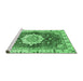 Sideview of Machine Washable Abstract Emerald Green Modern Area Rugs, wshabs3181emgrn