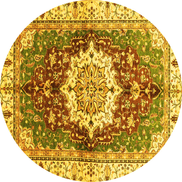 Round Machine Washable Abstract Yellow Modern Rug, wshabs3181yw