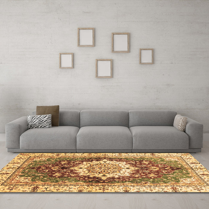 Machine Washable Abstract Brown Modern Rug in a Living Room,, wshabs3181brn