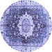 Round Abstract Blue Modern Rug, abs3181blu