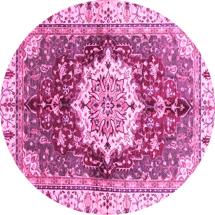 Round Abstract Pink Modern Rug, abs3181pnk