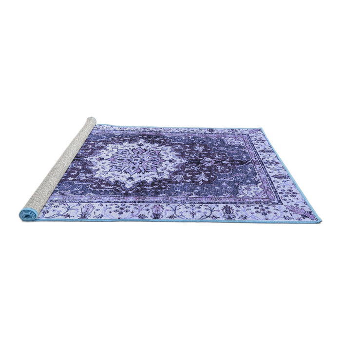Sideview of Machine Washable Abstract Blue Modern Rug, wshabs3181blu