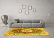 Machine Washable Abstract Yellow Modern Rug in a Living Room, wshabs3181yw