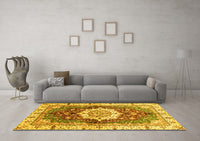 Machine Washable Abstract Yellow Modern Rug, wshabs3181yw