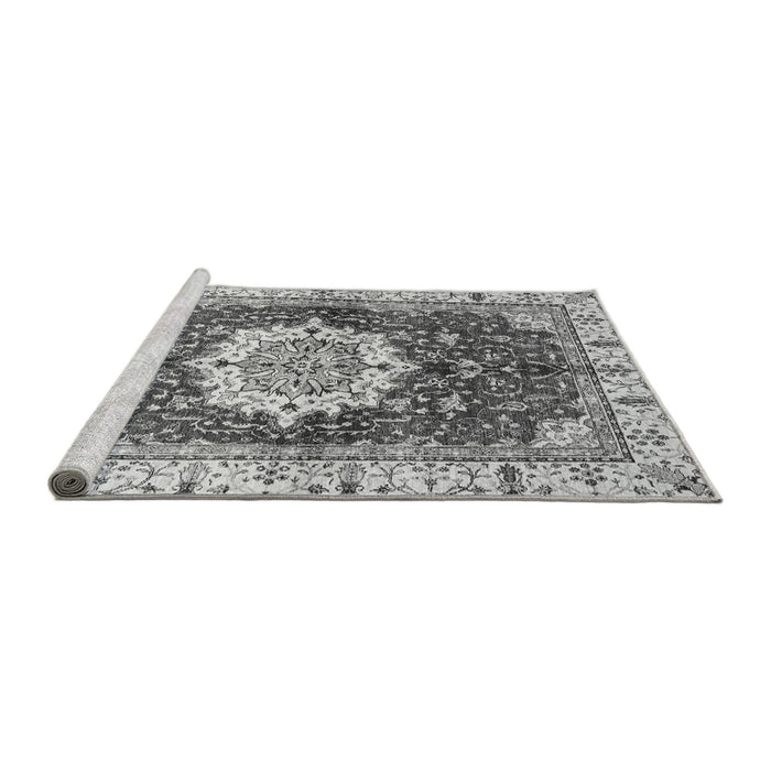 Sideview of Machine Washable Abstract Gray Modern Rug, wshabs3181gry