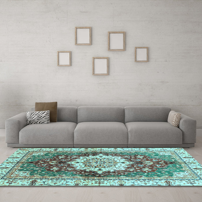 Machine Washable Abstract Light Blue Modern Rug in a Living Room, wshabs3181lblu