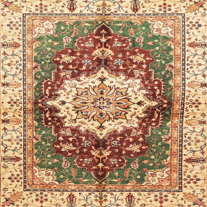 Square Machine Washable Abstract Yellow Rug, wshabs3181