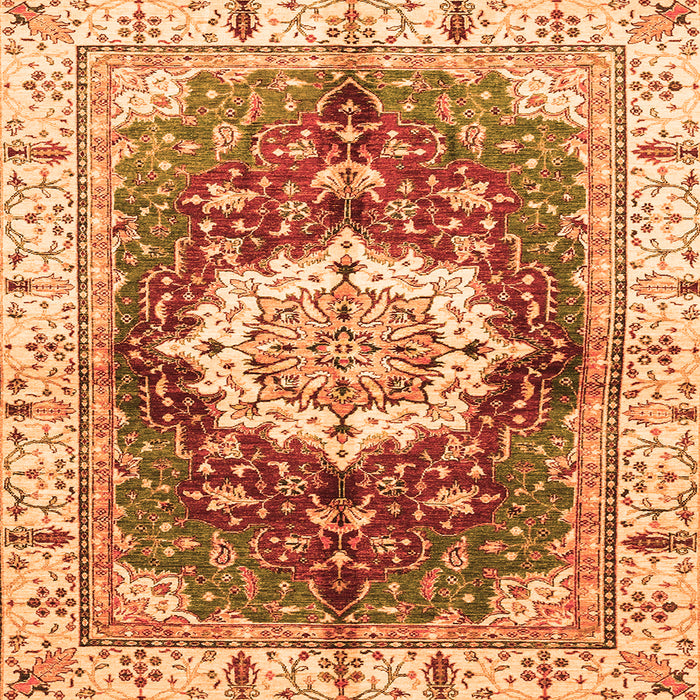 Square Machine Washable Abstract Orange Modern Area Rugs, wshabs3181org