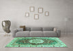 Machine Washable Abstract Turquoise Modern Area Rugs in a Living Room,, wshabs3181turq