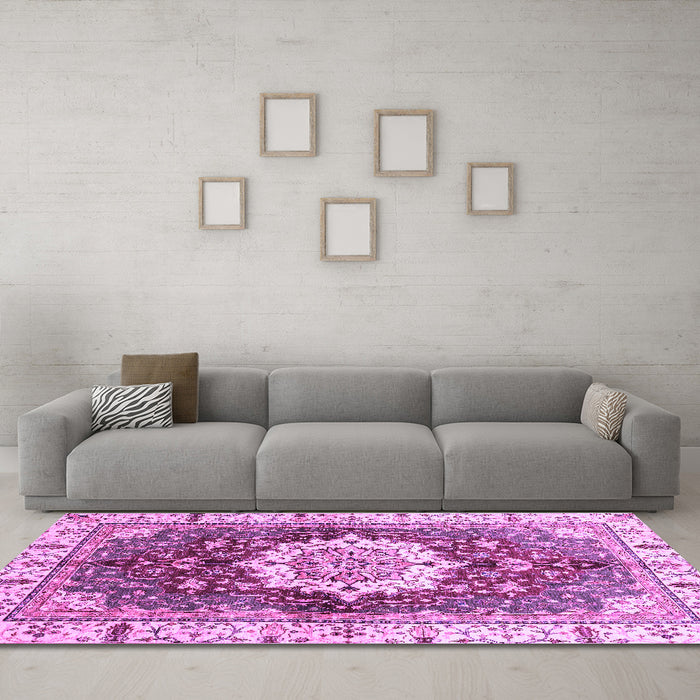 Machine Washable Abstract Purple Modern Area Rugs in a Living Room, wshabs3181pur