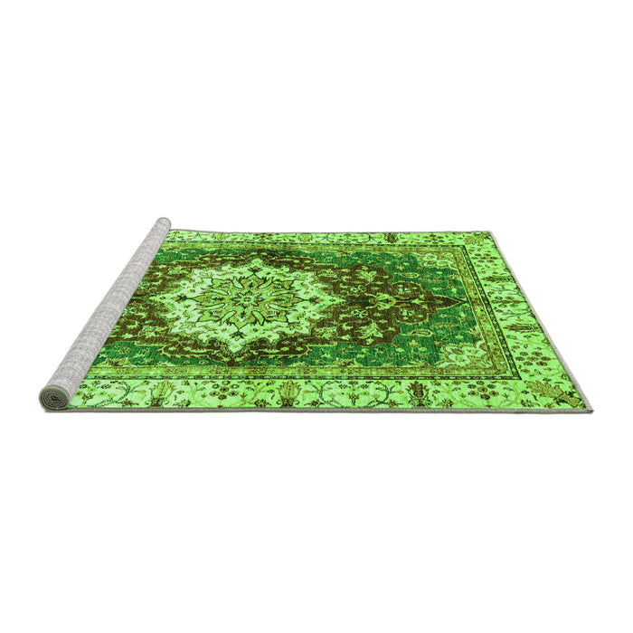 Sideview of Machine Washable Abstract Green Modern Area Rugs, wshabs3181grn