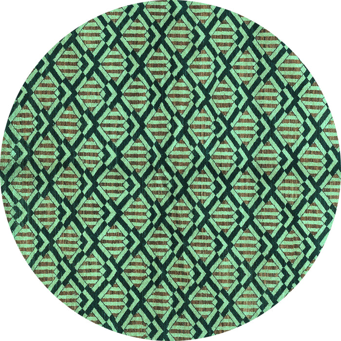 Round Abstract Turquoise Modern Rug, abs3182turq