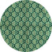 Round Abstract Turquoise Modern Rug, abs3182turq