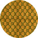 Round Machine Washable Abstract Yellow Modern Rug, wshabs3182yw