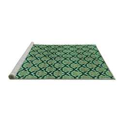 Sideview of Machine Washable Abstract Turquoise Modern Area Rugs, wshabs3182turq