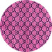 Round Machine Washable Abstract Pink Modern Rug, wshabs3182pnk