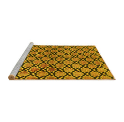Sideview of Machine Washable Abstract Yellow Modern Rug, wshabs3182yw