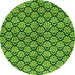 Round Machine Washable Abstract Green Modern Area Rugs, wshabs3182grn