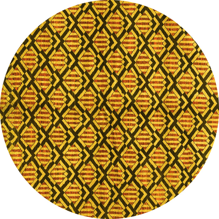 Round Abstract Yellow Modern Rug, abs3182yw