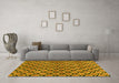 Machine Washable Abstract Yellow Modern Rug in a Living Room, wshabs3182yw