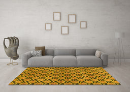Machine Washable Abstract Yellow Modern Rug in a Living Room, wshabs3182yw