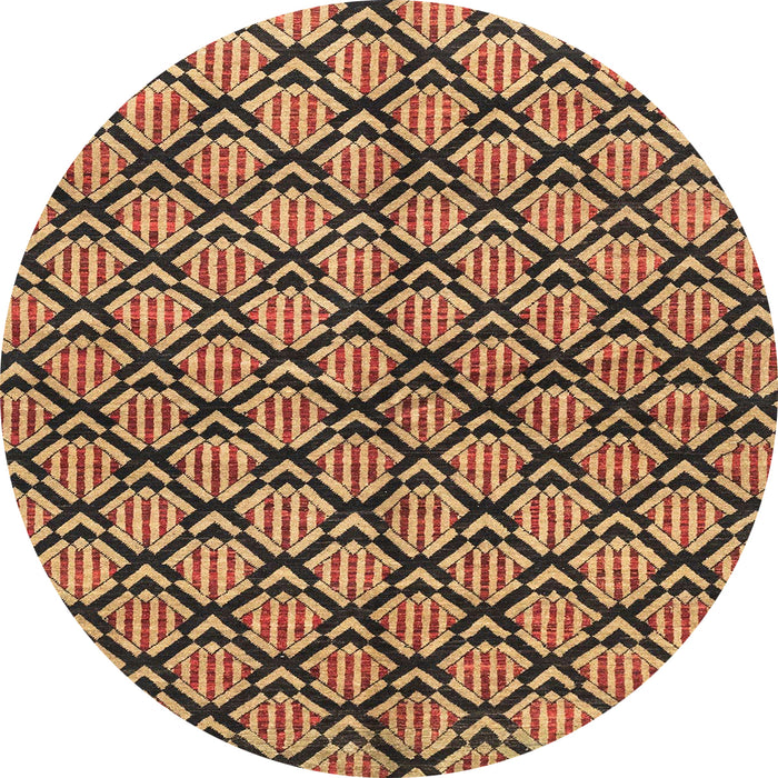 Round Abstract Orange Modern Rug, abs3182