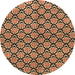 Round Abstract Orange Modern Rug, abs3182