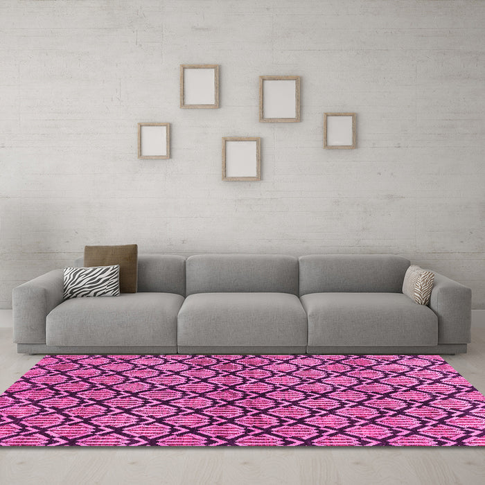 Machine Washable Abstract Pink Modern Rug in a Living Room, wshabs3182pnk
