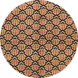 Round Machine Washable Abstract Orange Rug, wshabs3182