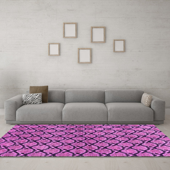 Machine Washable Abstract Purple Modern Area Rugs in a Living Room, wshabs3182pur