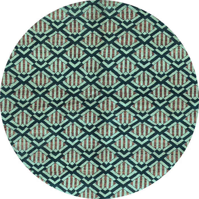 Round Abstract Light Blue Modern Rug, abs3182lblu