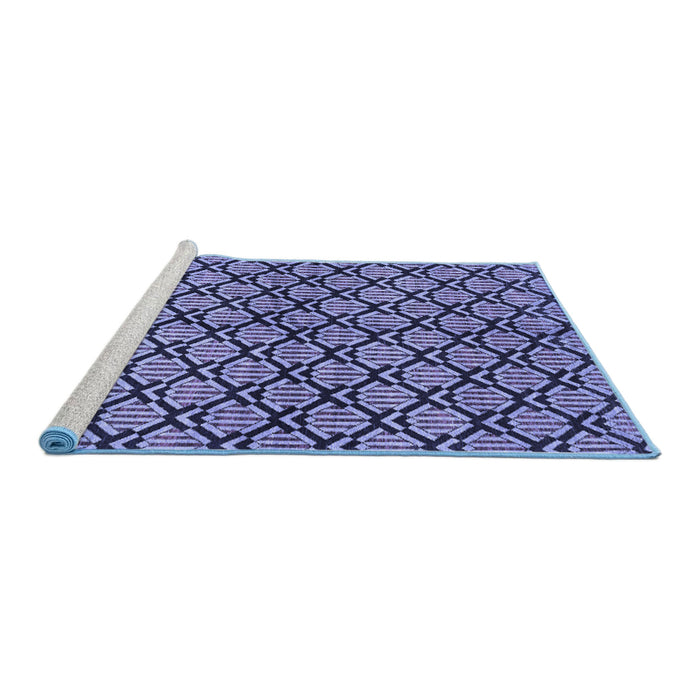Sideview of Machine Washable Abstract Blue Modern Rug, wshabs3182blu