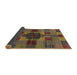 Sideview of Abstract Red Brown Checkered Rug, abs3183