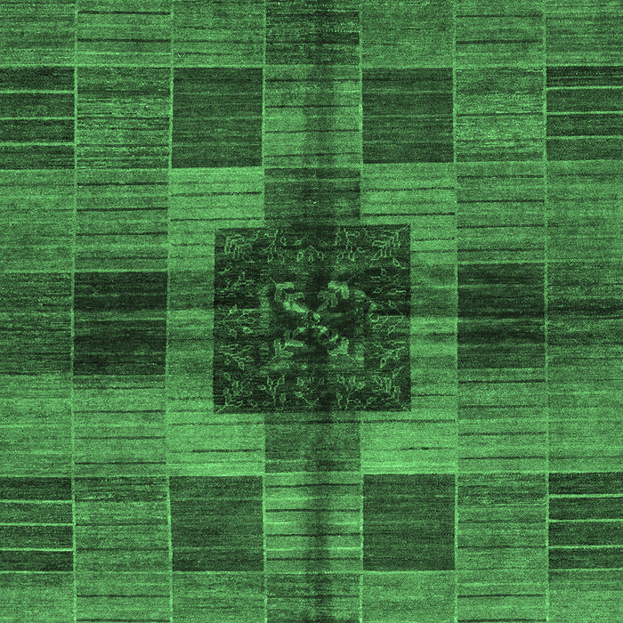 Machine Washable Checkered Emerald Green Modern Area Rugs, wshabs3183emgrn