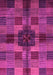 Machine Washable Checkered Pink Modern Rug, wshabs3183pnk