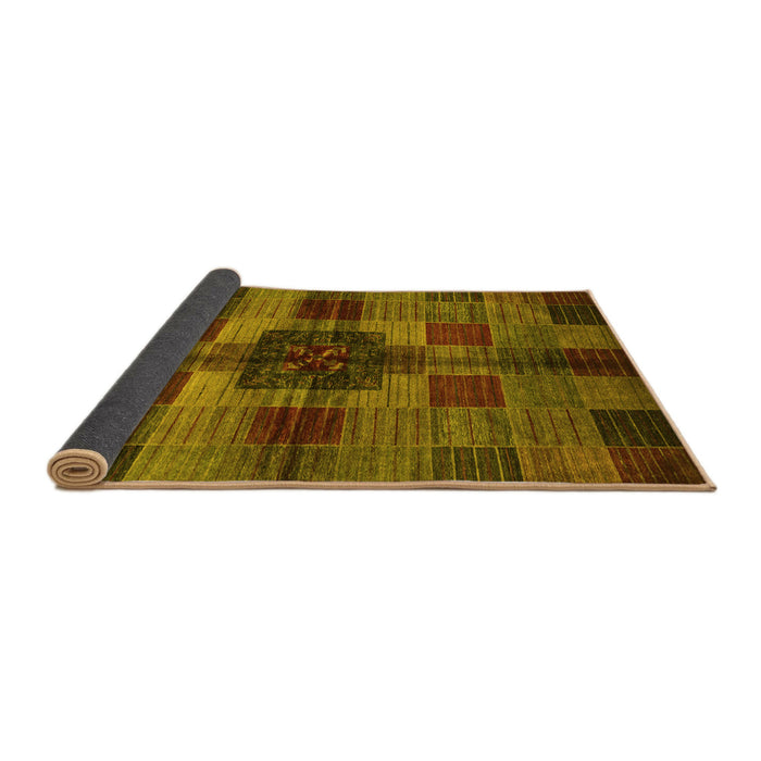 Sideview of Checkered Yellow Modern Rug, abs3183yw