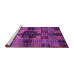 Sideview of Machine Washable Checkered Purple Modern Area Rugs, wshabs3183pur