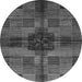 Round Checkered Gray Modern Rug, abs3183gry