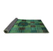 Sideview of Checkered Turquoise Modern Rug, abs3183turq