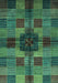 Machine Washable Checkered Turquoise Modern Area Rugs, wshabs3183turq