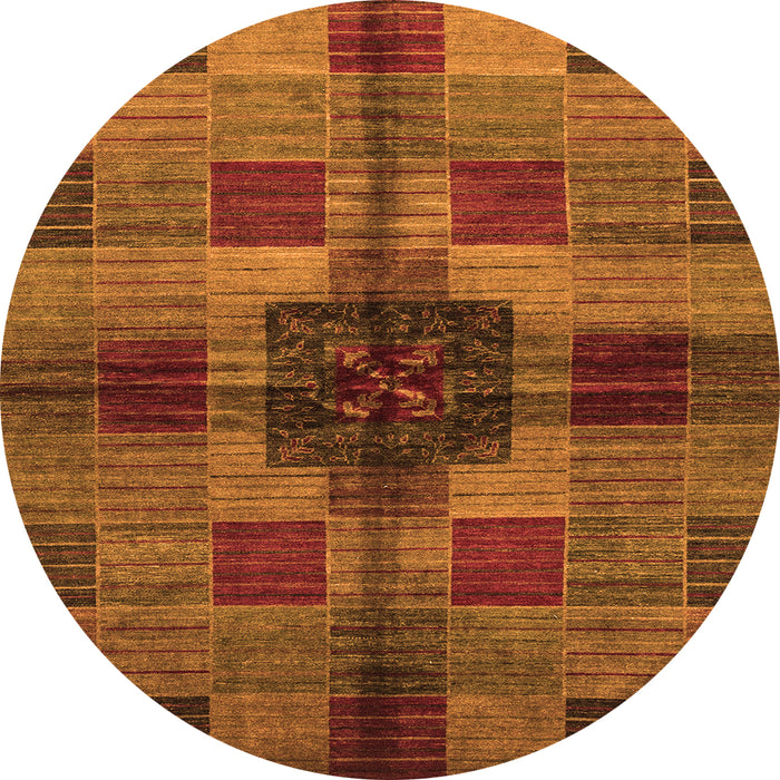 Round Checkered Orange Modern Rug, abs3183org