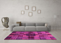 Machine Washable Checkered Pink Modern Rug, wshabs3183pnk